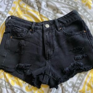 Black jean shorts